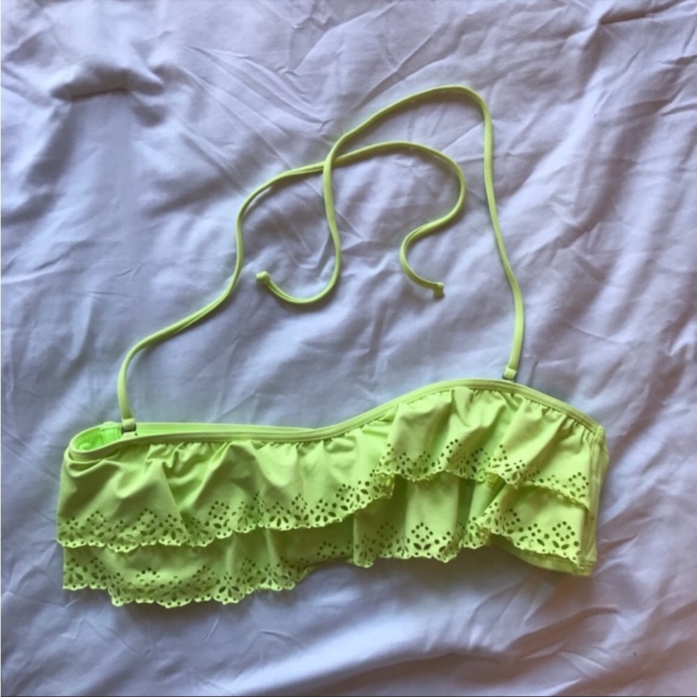 Neon Ruffle Bandeau Bikini Top, Gilly Hicks size Medium